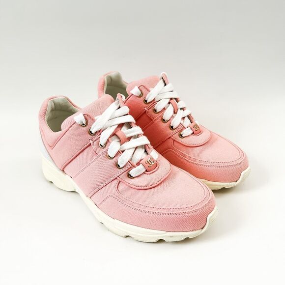 CHANEL Shoes - Chanel CC Sneakers Lug Sole Pink Lot Top Canvas Size 7